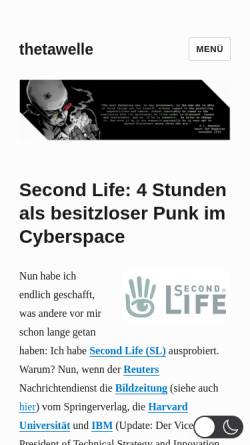 Vorschau der mobilen Webseite www.thetawelle.de, Thetawelle – 4 Stunden als besitzloser Punk im Cyberspace