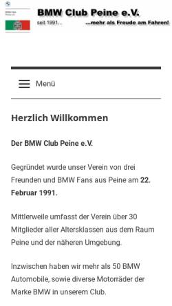 Vorschau der mobilen Webseite www.bmw-club-peine.de, BMW Club Peine e.V.