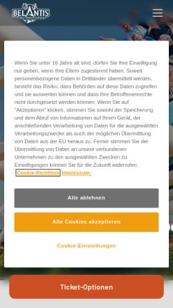 Vorschau der mobilen Webseite www.belantis.de, Belantis Vergnügungspark