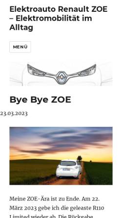 Vorschau der mobilen Webseite www.elektroauto-zoe.de, Elektroauto Renault ZOE