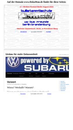 Vorschau der mobilen Webseite www.dokaman.de, VW-Bus-Freunde Berlin-Brandenburg