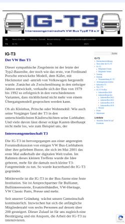 Vorschau der mobilen Webseite www.ig-t3.com, Interessengemeinschaft VW-Bus T3