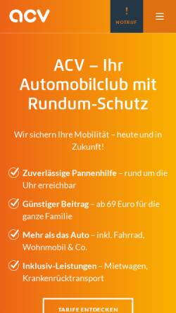Vorschau der mobilen Webseite www.acv.de, ACV Automobil-Club Verkehr e.V.