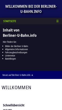 Vorschau der mobilen Webseite berliner-u-bahn.info, Berliner-U-Bahn.info