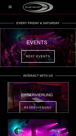 Vorschau der mobilen Webseite www.clubvelvet.de, Club Velvet