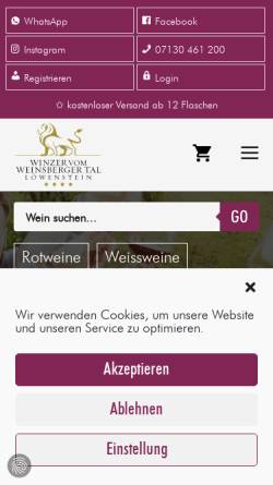 Vorschau der mobilen Webseite www.weinsbergertal-winzer.de, Winzer vom Weinsberger Tal eG