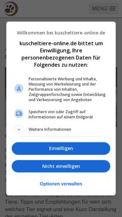 Vorschau der mobilen Webseite kuscheltiere-online.de, Kuscheltiere-Online