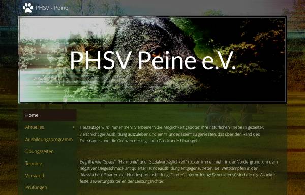Vorschau von www.phsv-peine.de, 1. Polizeihundesportverein Peine e.V.