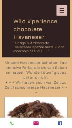 Vorschau der mobilen Webseite www.chocolatehavaneser.de, Wild X`Perience Chocolate Havaneser