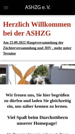 Vorschau der mobilen Webseite www.ashzg.de, ASHZG - Australian Shepherd Hütehunde Zuchtgemeinschaft