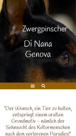 Vorschau der mobilen Webseite www.zwergpinscher.cc, Zwergpinscher Di Nana Genova