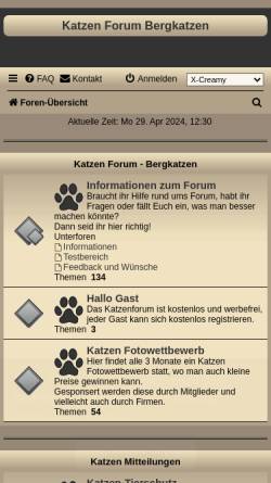 Vorschau der mobilen Webseite www.bergkatzen.de, Bergkatzen