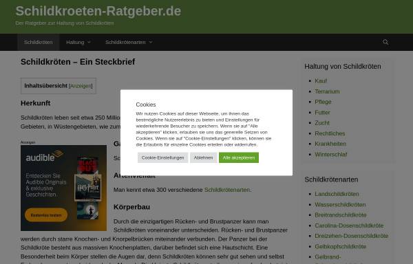 Vorschau von www.schildkroeten-ratgeber.de, Steckbriefe zu 14 Schildkrötenarten