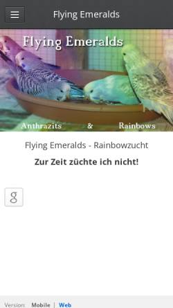 Vorschau der mobilen Webseite rainbow-wellensittiche.weebly.com, Flying Emeralds - Rainbow Wellensittiche