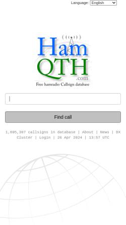 Vorschau der mobilen Webseite www.hamqth.com, HamQTH Callbook