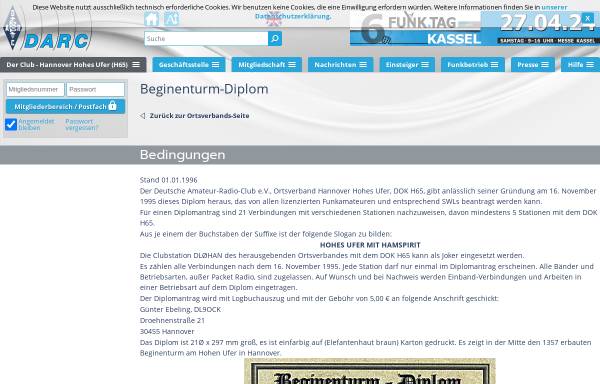 Vorschau von www.darc.de, Beginenturm-Diplom
