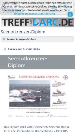 Vorschau der mobilen Webseite www.darc.de, Seenotkreuzer-Diplom