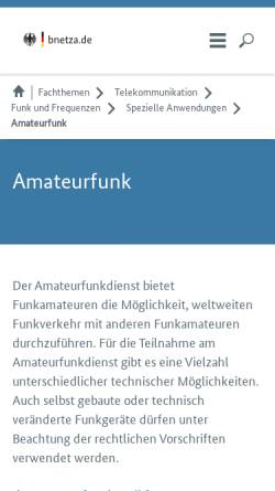 Vorschau der mobilen Webseite www.bundesnetzagentur.de, Amateurfunk in Deutschland