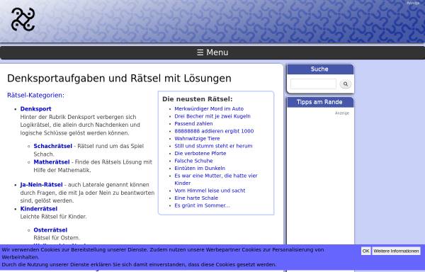 Vorschau von www.denksport-raetsel.de, Rätsel und Denksport-Aufgaben mit Lösung