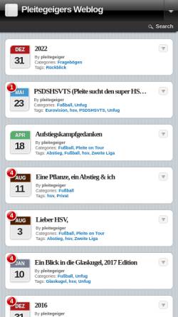 Vorschau der mobilen Webseite www.pleitegeiger.de, HSV-Blog Hamburg meine Perle