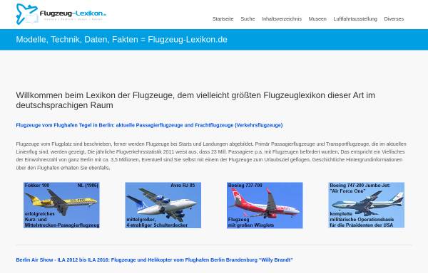 Vorschau von www.bredow-web.de, Lexikon der Flugzeuge und Hubschrauber