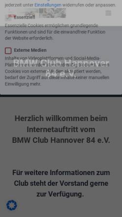 Vorschau der mobilen Webseite www.bmw-club-hannover.de, BMW-Club Hannover 84 e.V.