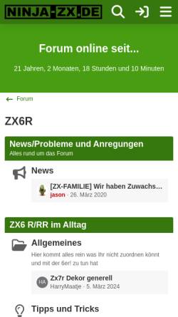 Vorschau der mobilen Webseite www.zx6rninja.de, ZX6RNinja.de