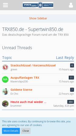 Vorschau der mobilen Webseite www.supertwin850.de, TRX850.de