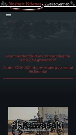 Vorschau der mobilen Webseite www.nkriener.de, Norbert Kriener - Zweirad-Vertrieb