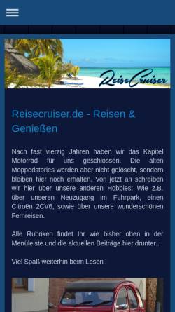 Vorschau der mobilen Webseite www.reisecruiser.de, Reisecruiser.de