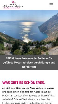 Vorschau der mobilen Webseite www.gefuehrtemotorradreisen.de, NSK Motorradreisen - Nina und Sebastian Krohne GbR