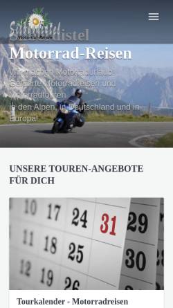 Vorschau der mobilen Webseite www.silberdistel-motorradreisen.de, Silberdistel Motorrad-Reisen