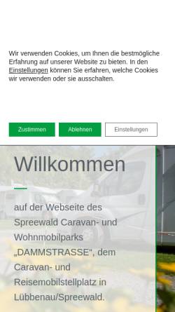 Vorschau der mobilen Webseite spreewald.xyz, Spreewald Caravan- und Wohnmobilpark „Dammstrasse“