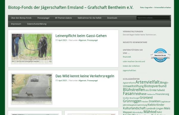 Vorschau von www.biotopfonds.de, Biotop-Fonds der Jägerschaften Emsland / Grafschaft Bentheim e.V.