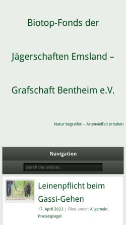 Vorschau der mobilen Webseite www.biotopfonds.de, Biotop-Fonds der Jägerschaften Emsland / Grafschaft Bentheim e.V.