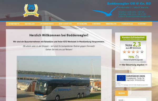 Vorschau von www.boddensegler.de, Boddensegler-Reise-GmbH