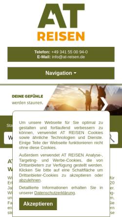 Vorschau der mobilen Webseite www.at-reisen.de, AT REISEN Erlebnisse weltweit