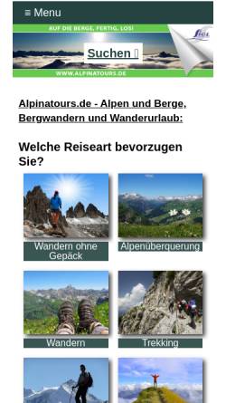 Vorschau der mobilen Webseite www.alpinatours.de, Alpinatours Sigl