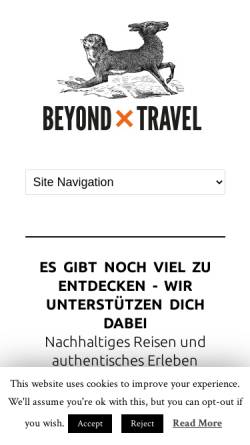 Vorschau der mobilen Webseite www.beyondtravel.ch, Beyond Travel GmbH - Studienreisen und Reiseberatung
