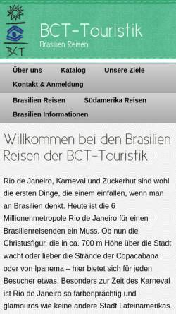 Vorschau der mobilen Webseite die-brasilienreise.de, BCT-Touristik GmbH
