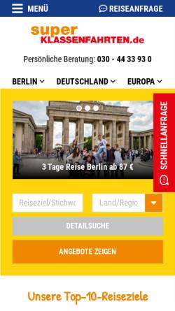 Vorschau der mobilen Webseite www.superklassenfahrten.de, welcome berlin tours GmbH