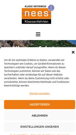 Vorschau der mobilen Webseite www.nees-klassenfahrten.de, N.E.E.S Klassenfahrten