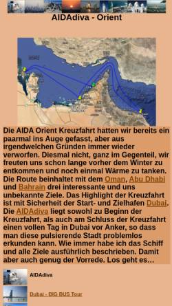 Vorschau der mobilen Webseite www.arizonas-world.de, AIDAdiva - Orient