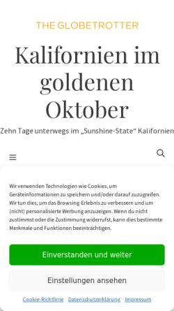 Vorschau der mobilen Webseite theglobetrotter.de, Kalifornien im goldenen Oktober [Achim Schaffrinna]