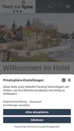 Vorschau der mobilen Webseite www.hotelzurkrone.de, Hotel zur Krone