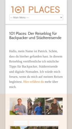Vorschau der mobilen Webseite www.101places.de, Reiseblog 101 Places [Patrick Hundt]