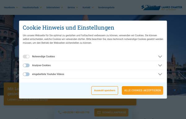 Vorschau von www.lanke-charter.de, Lanke Charter
