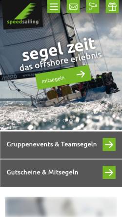 Vorschau der mobilen Webseite www.speedsailing.de, Hi-Tech-Segeln