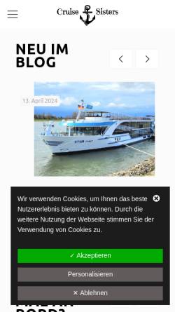Vorschau der mobilen Webseite cruise-sisters.de, Cruise Sisters Kreuzfahrtblog