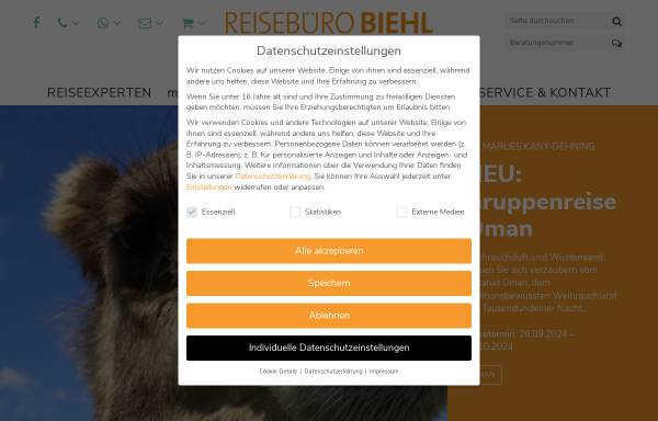Vorschau von www.biehl-reisen.de, Reisebüro Biehl GmbH